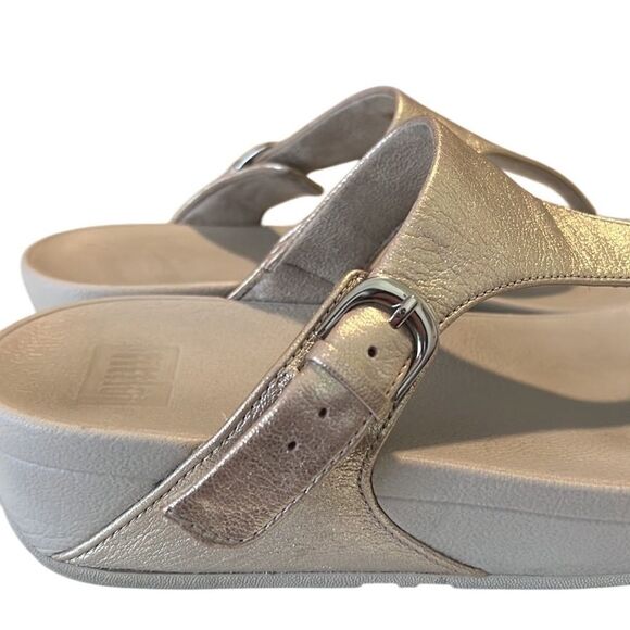 Fitflop Silver Gold Slip On Adjustable Straps and Comfort Sole Sandals Size 7 - Picture 6 of 10